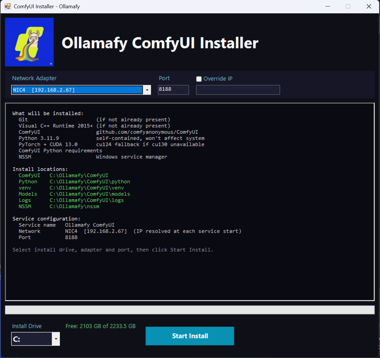 ComfyUI Installer screenshot